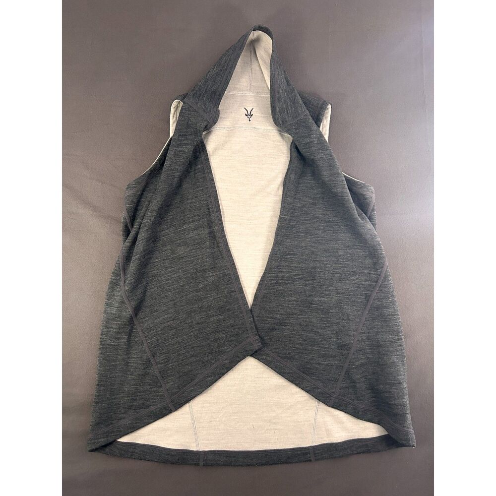 Ibex Merino Wool Open Front Draped Vest Charcoal Gray Medium